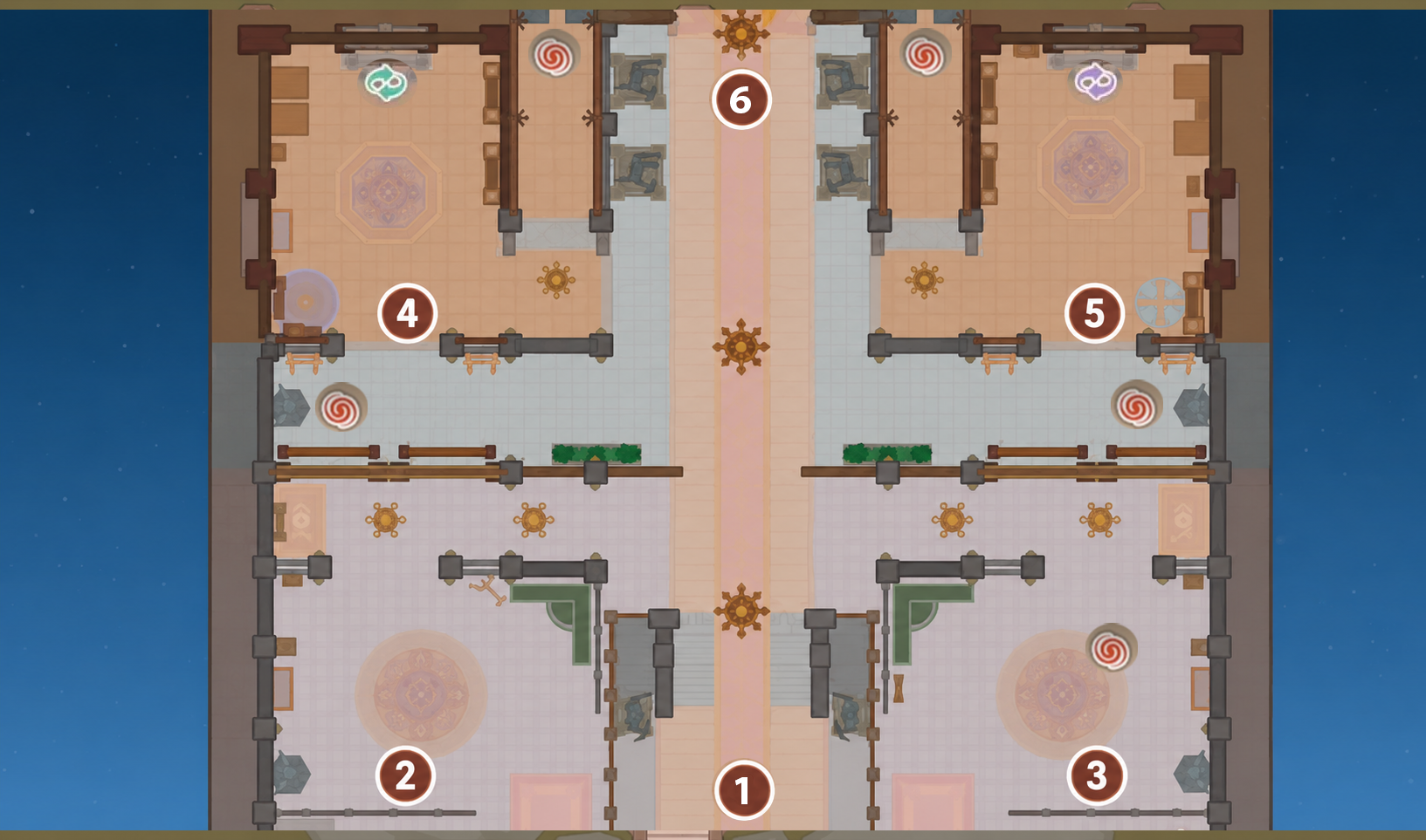 Siege Map 2 showing the green portal inside the secret passage route.